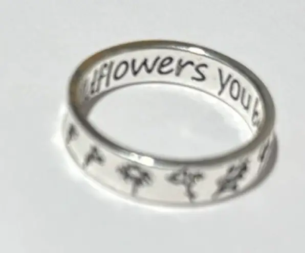 Wildflowers Silver Ring size 11 brand new etched saying band boho bohemian