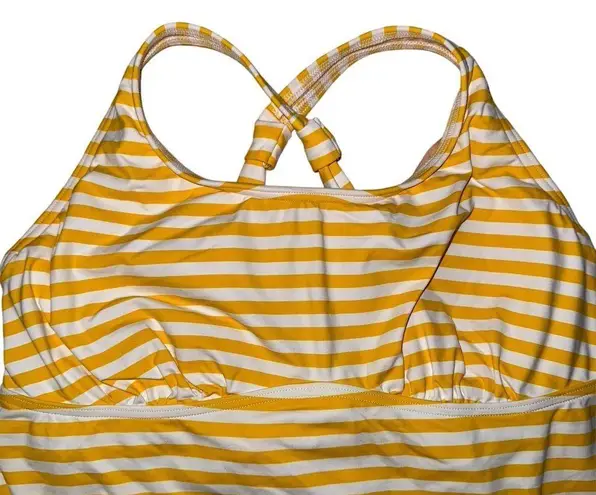 Lands' End Women's Halter Tankini Top Size 14 Yellow Striped Beachwear