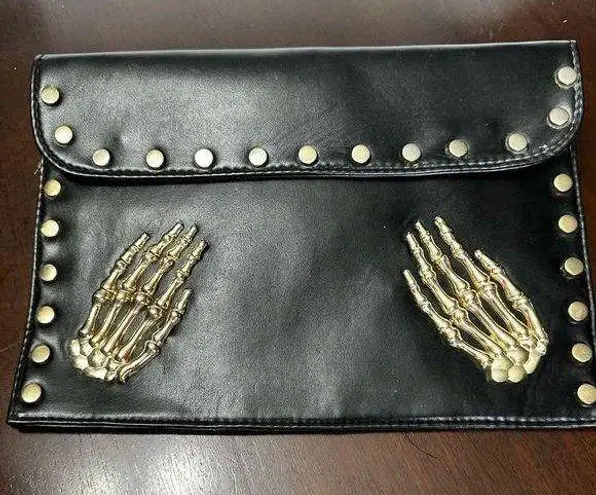 Source Unknown Black Skeleton Hands Crossbody Envelope Purse