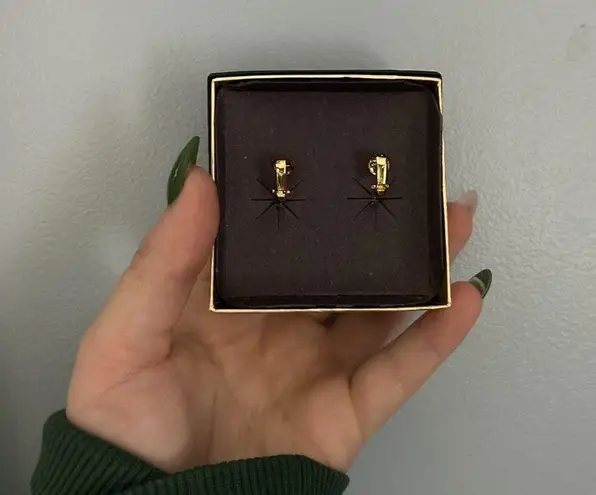 Genuine Diamond Dust Gold Toned Clip On Earrings Vintage Teardrop 90s Van Doran