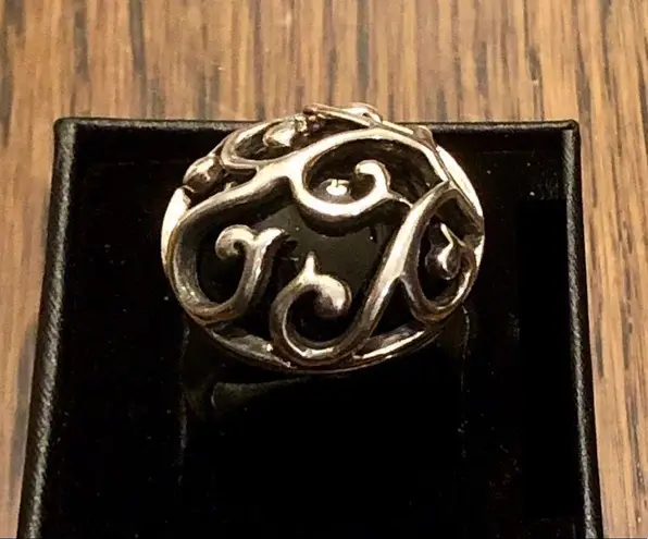 Onyx BARSE Sterling Silver Filigree Overlay Ring