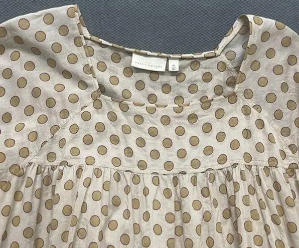 Hudson Happy Nature x Kate  Dress Luna Polka Dot 100% Cotton Tan Beige Womens XL