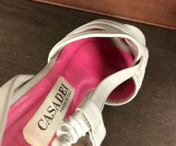 Casadei Vintage Taupe Heeled Sandals 7.5AA Narrow