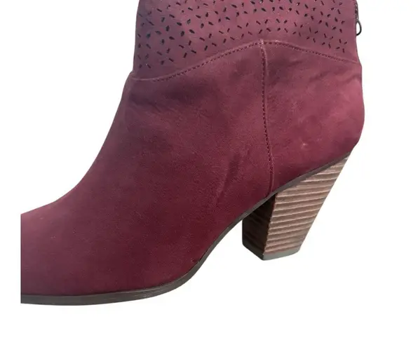 New! Violet & Red Jackson Laser Cut Topline Booties in Burgundy Red