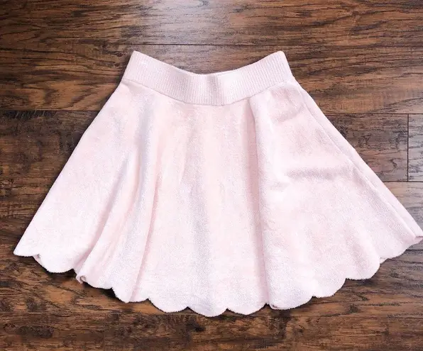 Ronny Kobo • Vidette Scalloped Skirt pink velour skater mini full flared ballet