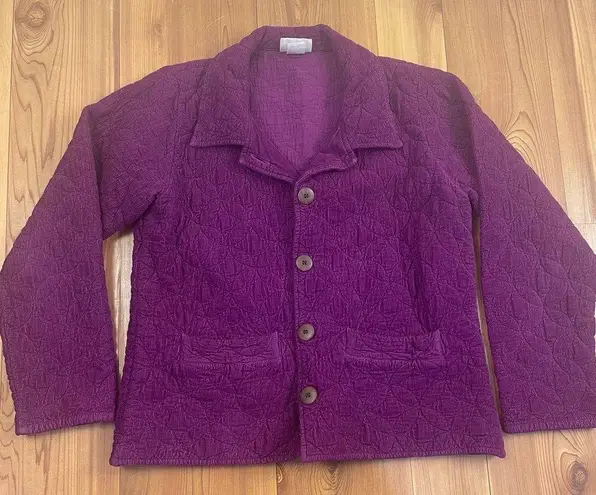 Eucalyptus Guatemalan Handmade Quilted Jacket Pea Coat 100% Cotton Purple XS
