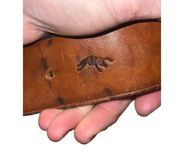 Red Ants Pants 100% Brown Leather Hand Made Belt By Kathy Hochstrat size 36