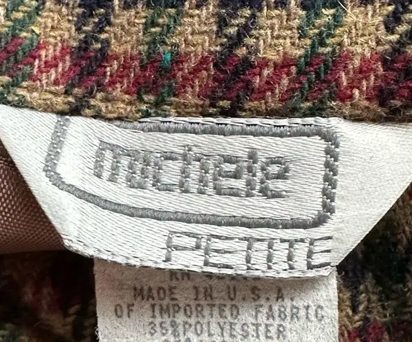 Michele Tweed Brown Black Red & Green Midi Zipper In Back SZ 16 Good Con… - Image 8