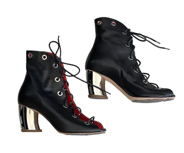 Proenza Schouler Open toe Lace up Ankle Booties size 37 Black