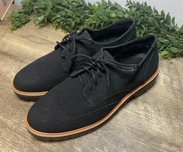 Journee Collection CLAUDIYA OXFORD LOAFER FLATS Ladies Size 9.5 Black Suede