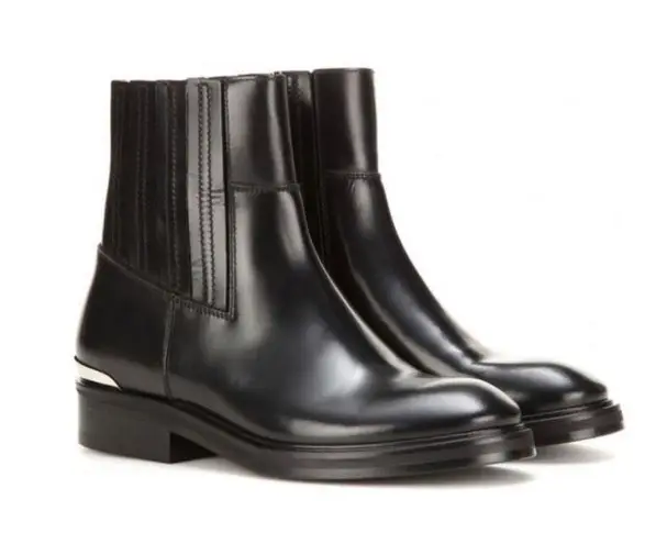 Acne Studios black brass soft leather booties stacked heel basic size 37 / US 7