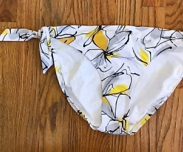 Jantzen NEW NWT  White Yellow Gray Black Floral Tie Knot Y2K Bikini BOTTOM 12