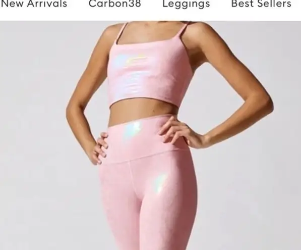 Carbon 38 METALLIC SNAKESKIN CROPPED CAMI TANK TOP SPORTS BRA LIGHT PINK xsmall