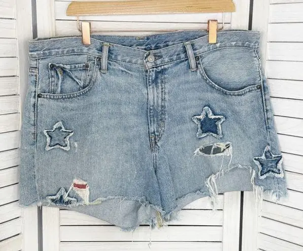 Polo  Ralph Lauren Distressed Star Patch Crosby Denim Shorts Blue Size 32