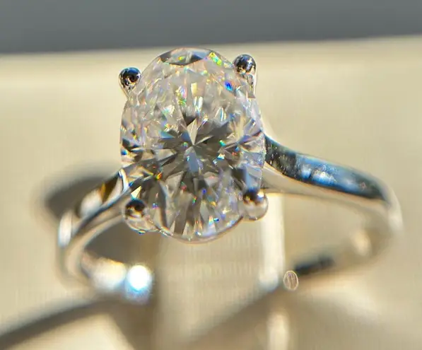 Certified 2.5ct Oval cut moissanite D VVS1 S925 sterling silver engagement ring7