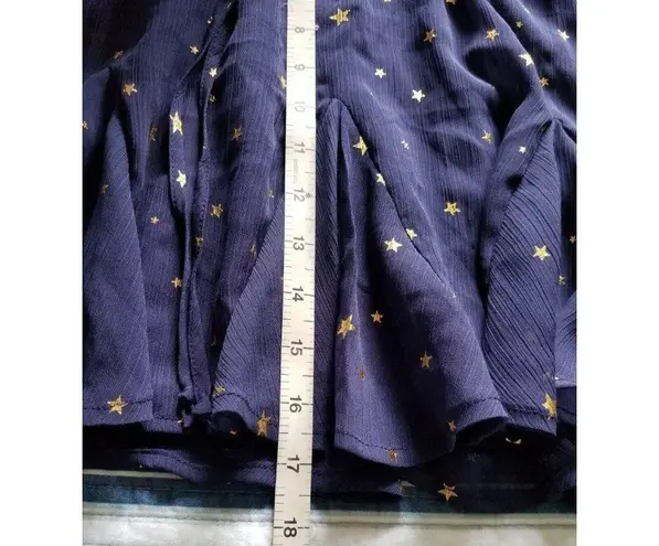 Row A Women Navy Blue Mini Skater Skirt w/ Gold Stars Size M Size M