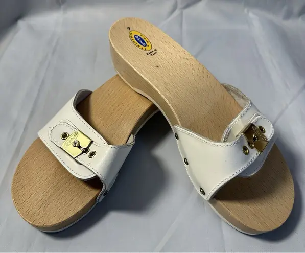 Dr . Scholls White Italian The Original Wooden Exercise Clog Sandals Size 9M