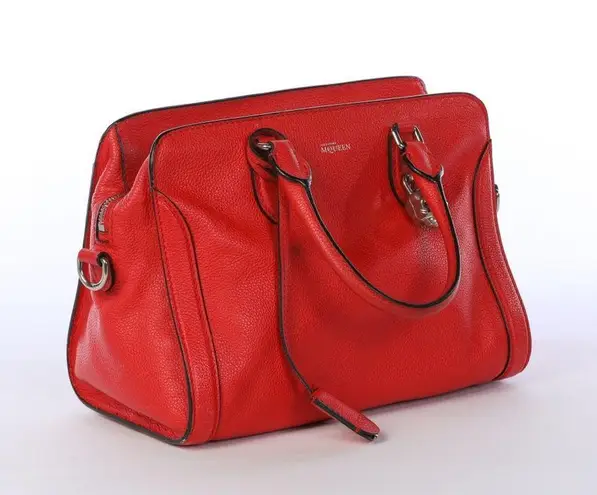 Alexander McQueen Leather Red Medium Padlock Satchel Bag with Skull Lock & Keys