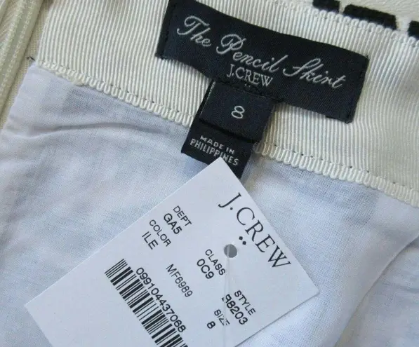 NWT J.Crew Factory Basketweave Pencil in Ivory Leopard Print Cotton Skirt 8