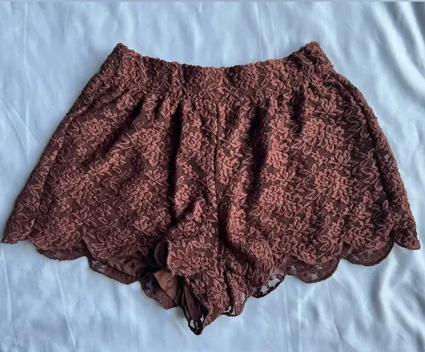 Free People  Burgundy Brown Lace Shorts