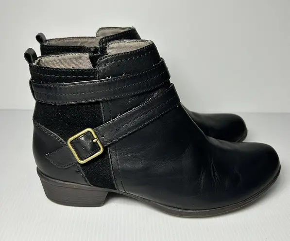 Rockport Womens Carly Strap Bootie Ankle Boots Side Zip Leather Size 7 Black. Black