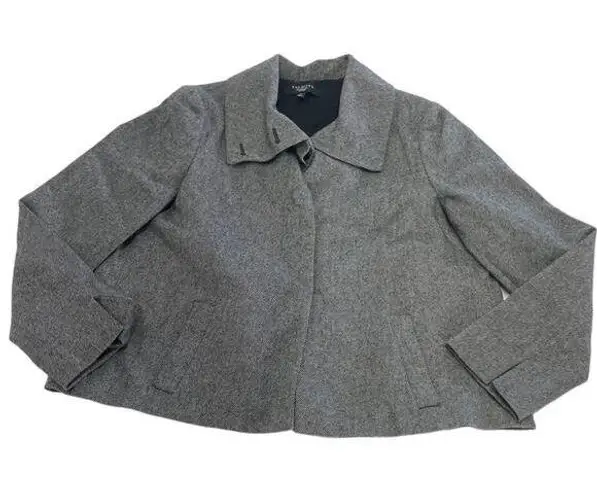 Talbots  Jacket Womens 10 Petite Grey Button Front Collared Pocket Wool Blend