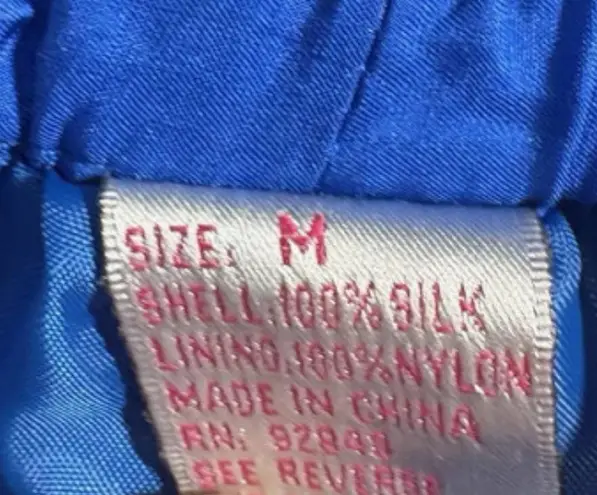 VTG Rhoda Gynne Blue Beaded 100% Silk Sweat Suit Jacket & Pants M/L (Loose FitL) Size M