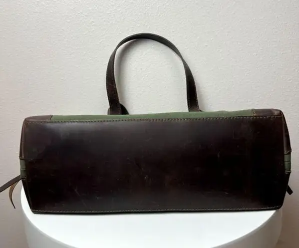 Versacarry Concel Carry Tote Olive Green Brown‎ Leather Trim 14.5"X10" Handbag