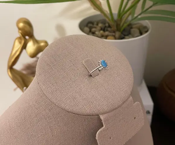 SIZE 9 925 Crown Natural Turquoise Cubic Zirconia Ring Silver