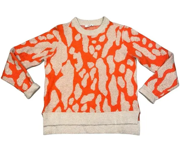 THML Orange & Tan Giraffe Print Crewneck Sweater style TMK1350-BE size Small