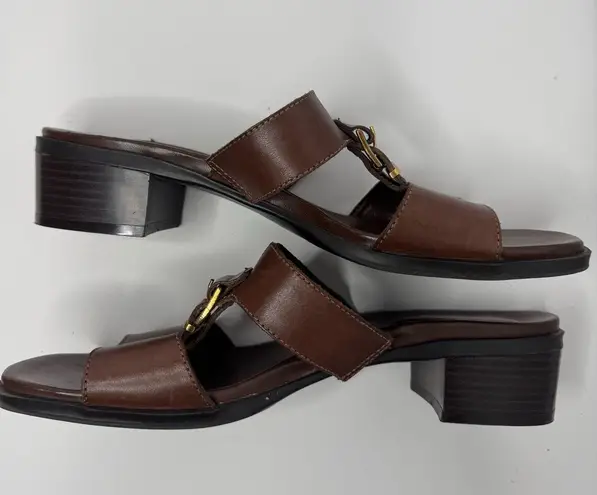 Naturalizer Brown Leather Slip-On Sandals Size 10M