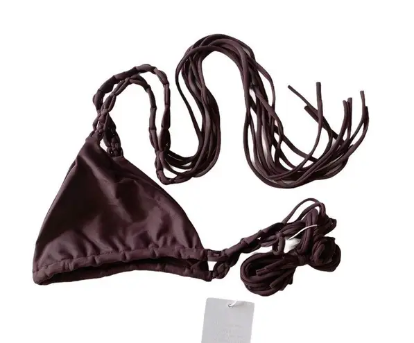 Mikoh new  ༄ Indies Macramé Sexy String Bikini Triangle Top ༄ Fringe Wine ༄ Small