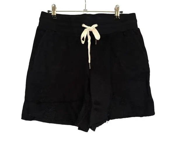 n:philanthropy NWT Coco Distressed Shorts Elastic Waist in Black Cat