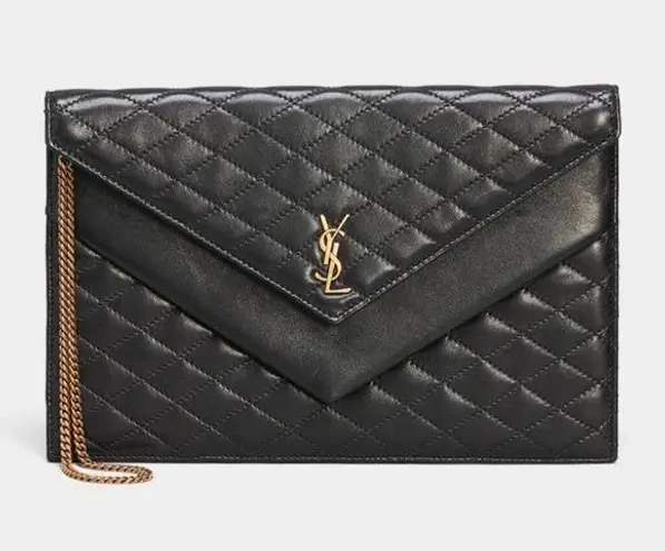 Saint Laurent Gaby Double Flap Pouch Clutch Bag