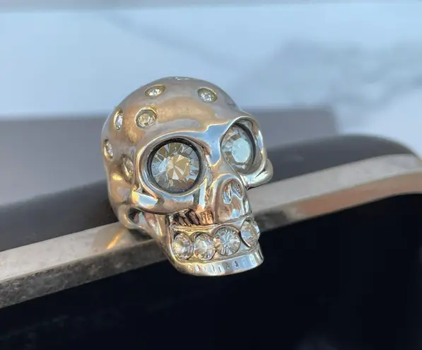 Alexander McQueen women’s unisex Zip black leather Skull Box Clutch