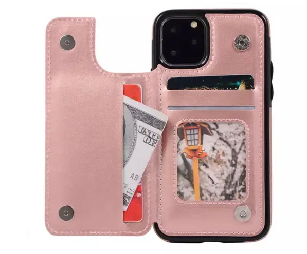iPhone 12Pro Max Fashion Flip Cards Holder Wallet Case Rose Gold