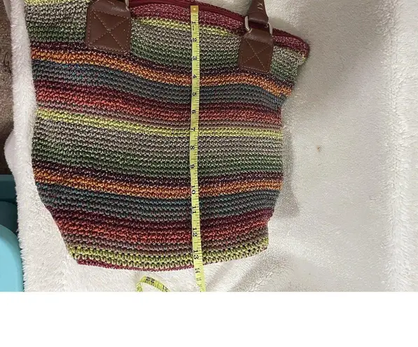 The Sak Crochet Multi Colored Stripes Boho Shoulder Bag Purse