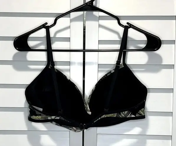 Skye Swimwear Large floral leaf bikini top push up black white floral top adjustable straps