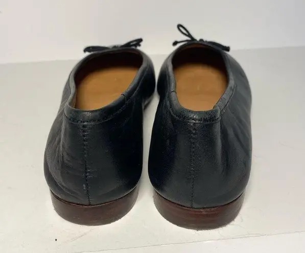 Madewell  The Adelle April Black Leather Bow Ballet Flats Row Size 6