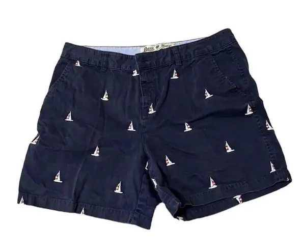 Women’s Bermuda Shorts GH Bass Heritage Collection Size 10 Navy Sailboat Design Blue