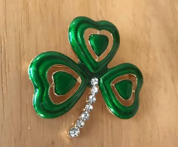 Shamrock Pin Brooch Austrian Crystals St Patricks