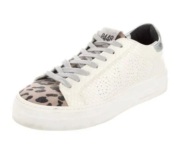 P448 Thea Python Roccia White Leather Platform Sneakers