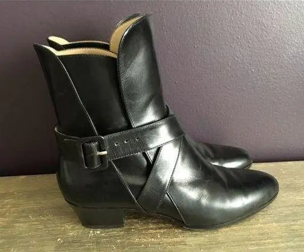 Salvatore Ferragamo Women’s Black Leather Ankle Moto Boots size 5.5