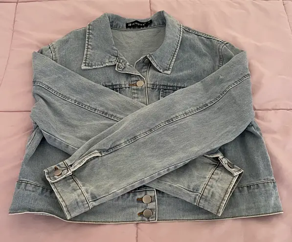 Allegra K Y2K Cropped Light Washed Jean Jacket, size L