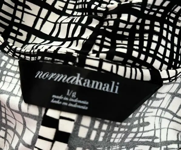 Norma Kamali Shirred Black And White Sleeveless Sheath Dress Sz L