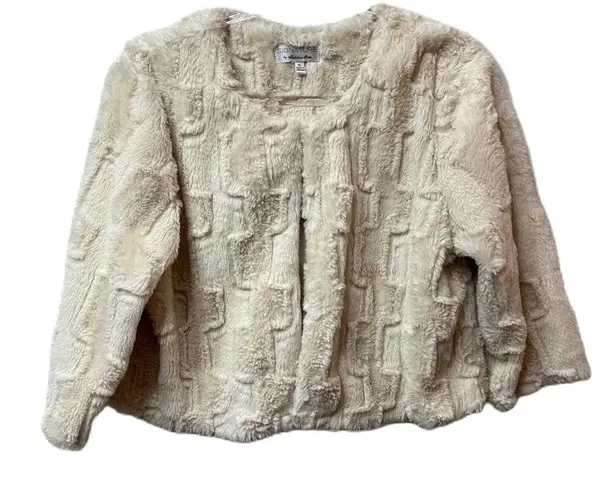 Signature By Robbie Bee Cream Women’s Faux Fur Evening Coat Jacket Size XL