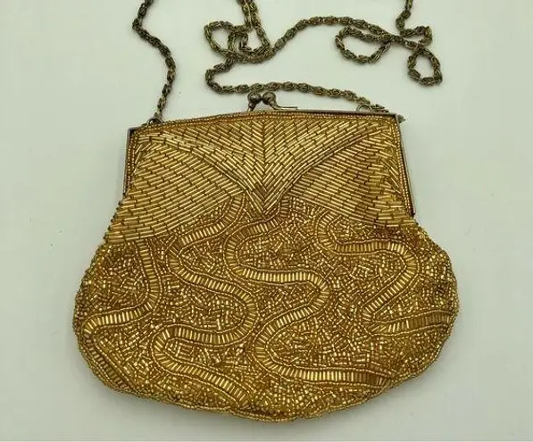Vintage 1960’s Gold Beaded Evening Clutch / Crossbody Bag