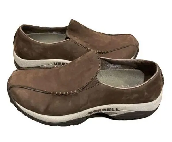 Merrell Primo Seam Moc Dark Taupe Leather Slip On Shoe Womens Size 7.5 EU 38