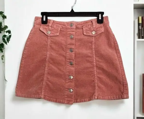 Hot Kiss Y2K Mini Skirt. Corduroy. Pink/Rose Button front. Women’s / Juniors