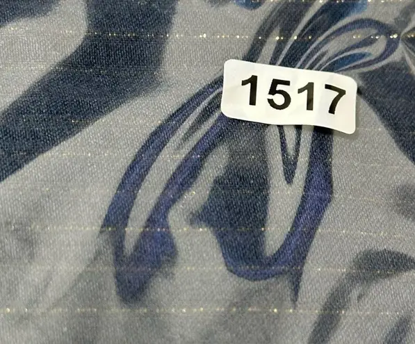 Never A Wallflower Women’s XS Navy Blue Gold Metallic Stripe High Neck Dress